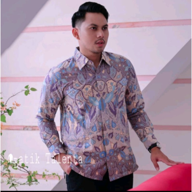 KEMEJA BATIK PRIA KEREN UNGU LILAC EXCLUSIVE