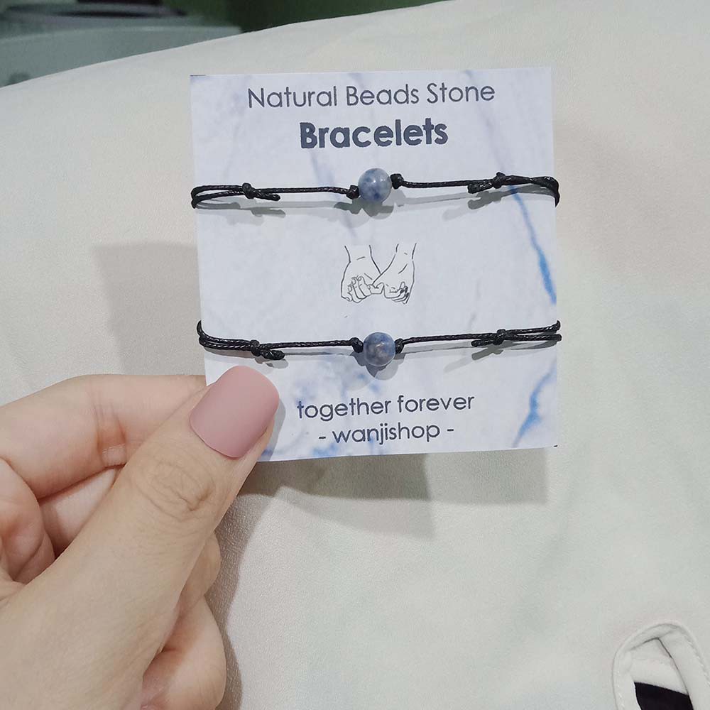 Gelang Batu Alam BLUE OCEAN TALI KOREA SIMPLE KNOT