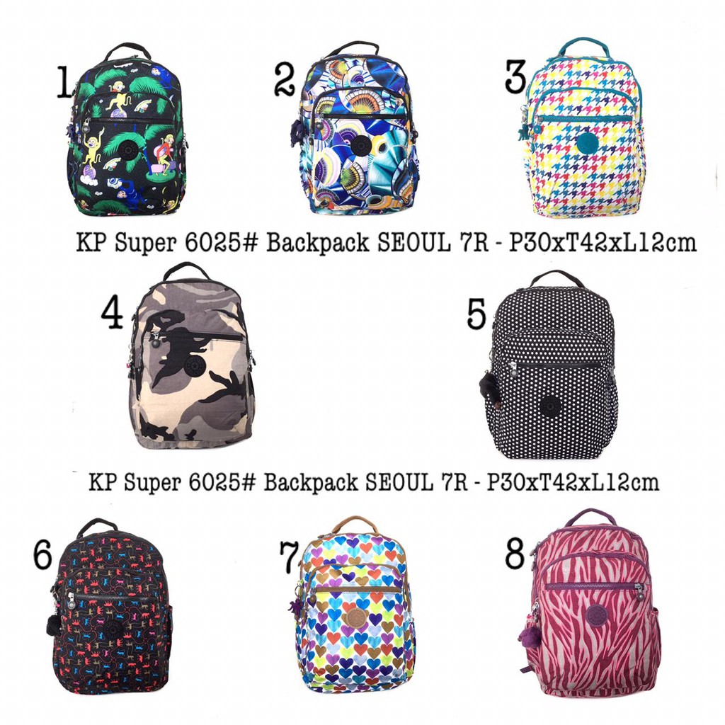 TAS RANSEL BESAR KIPLING KP6025 SEOUL BACKPACK LAPTOP ANAK COWOK CEWEK UNISEX BANYAK KANTONG SAMPING