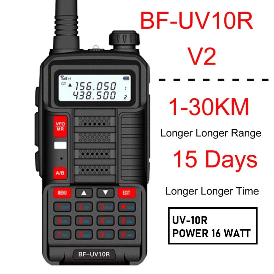 AKN88 - BF UV-10R Walkie Talkie TRI BAND UHF VHF Radio 16W 8800Mah -30 KM