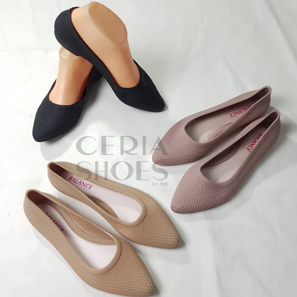 Sepatu Flatshoes Wanita Jelly Karet BALANCE Motif Polos Bahan Empuk Elastis ULIR02