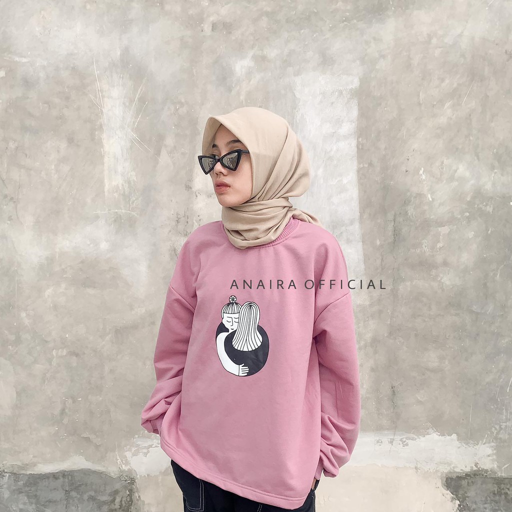 HUG SWEATER OVERSIZE WANITA SWEATER WANITA MURAH FASHION SWEATER