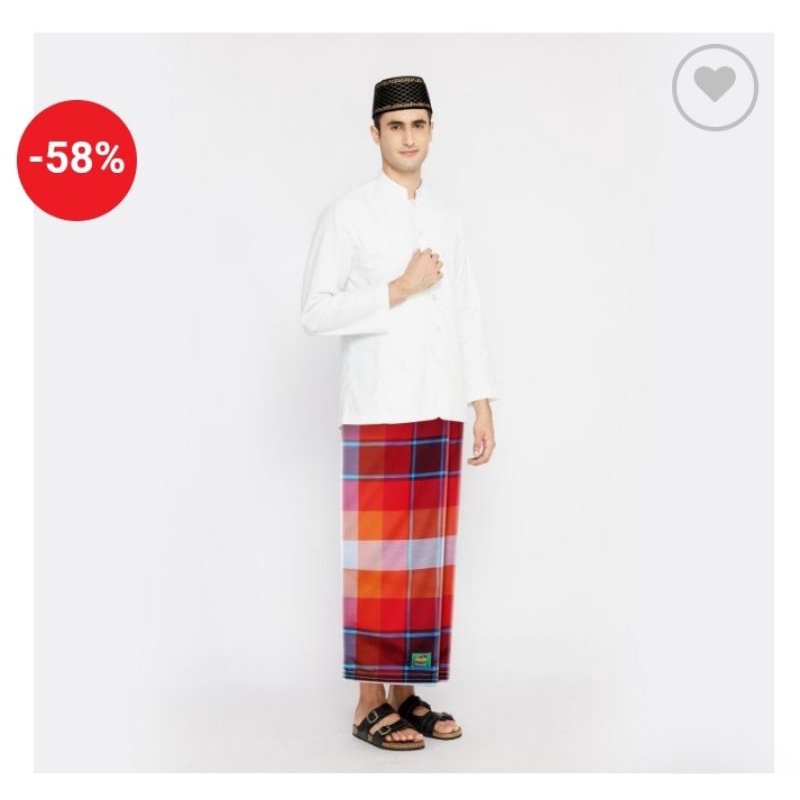 Sarung Atlas favorit Simalungun merah oranye