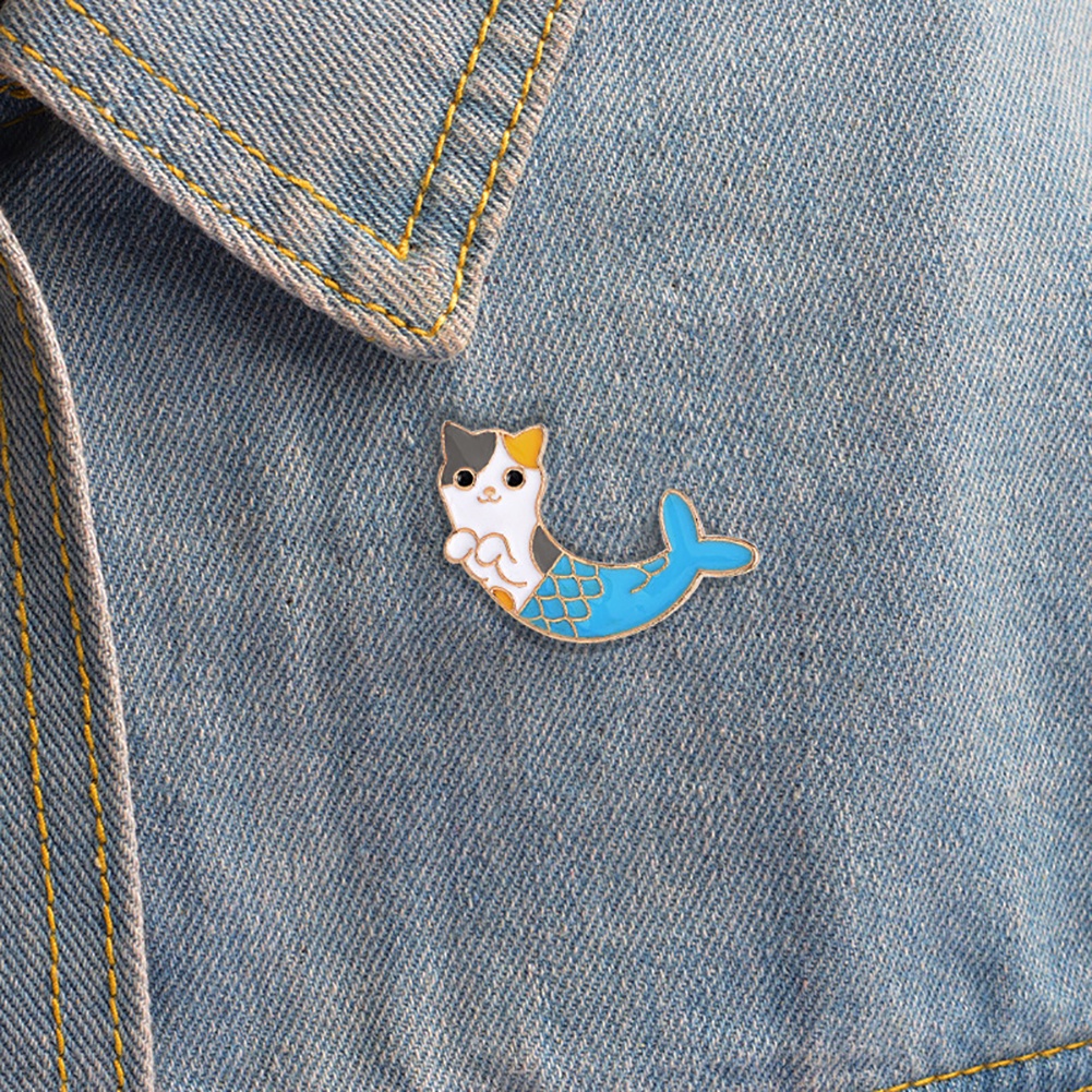 Bros Pin Enamel Bentuk Kartun Kucing Untuk Dekorasi Jaket Denim