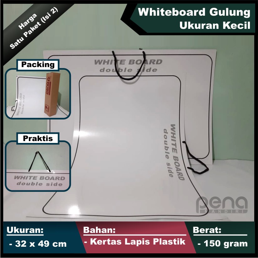 [2 pcs] Papan Tulis Putih White Board Portable Kecil - Whiteboard Kertas Lembaran