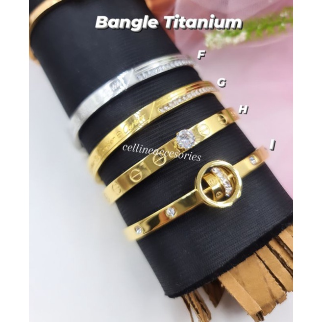 GELANG TITANIUM WANITA/TITANIUM HITAM/GELANG HITAM/ROSEGOLD TITANIUM