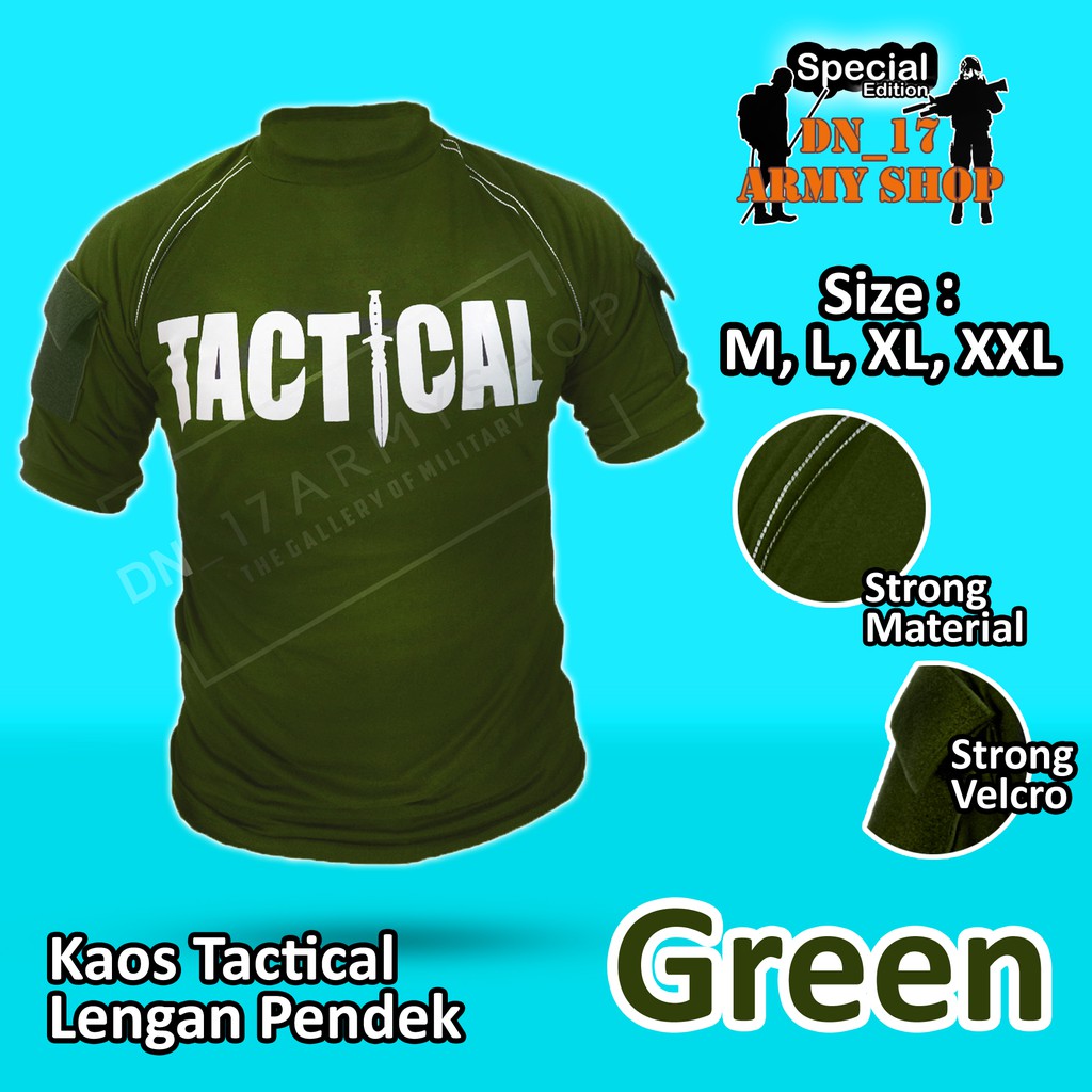 Kaos Tactical Pendek Hijau Katun Combed