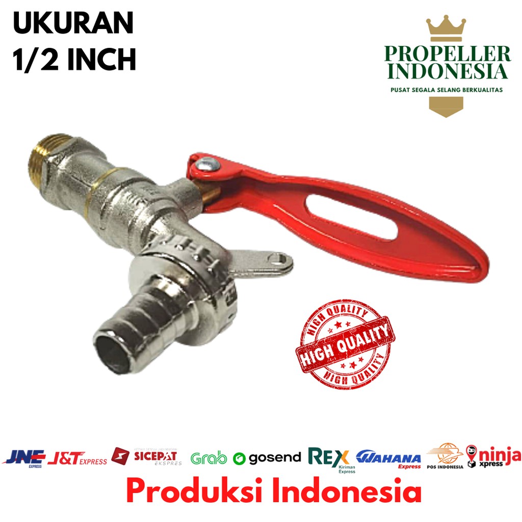 Keran Air Kuningan Kran Air Drat Fleksibel Tembok 1/2Inch Bisa Dikunci