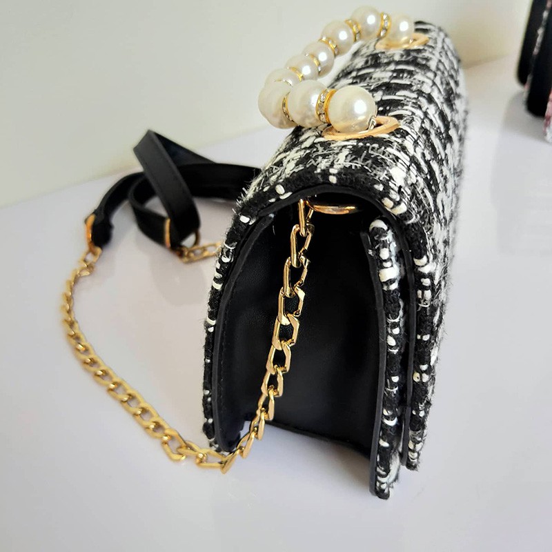 tas wanita selempang Berlian mutiara Kain wol fashion tas import terbaru