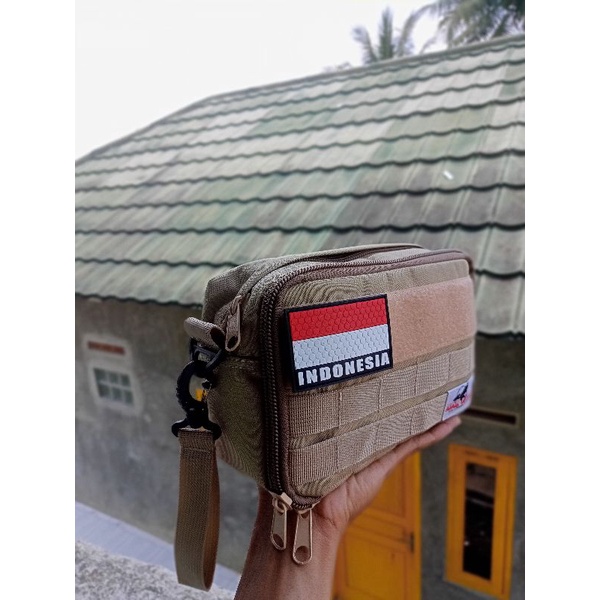 TAS SLEMPANG HANBAAG-TAS WAISTBAAG-TAS ARMY, FREE 1 LOGO RANDOM