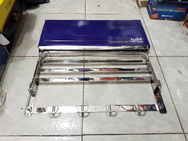 Rak handuk minimalis bano 5 baris lipat 60cm stainless tebal anti karat