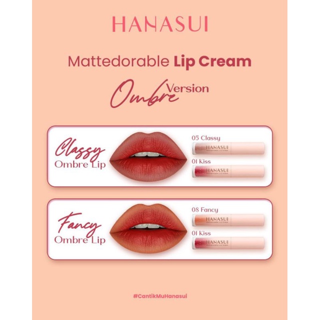 Ombre Hanasui Viral | Paket Ombre Lips Hanasui | Lipcream Boba &amp; Mattedorable | Lipcream Ombre