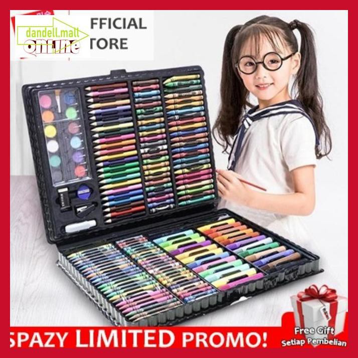 

U8Tyrt67- Super Mega Art Set 168Pcs Spidol Crayon/Set Menggambar Anak - Hitam, Ekstra Bubble