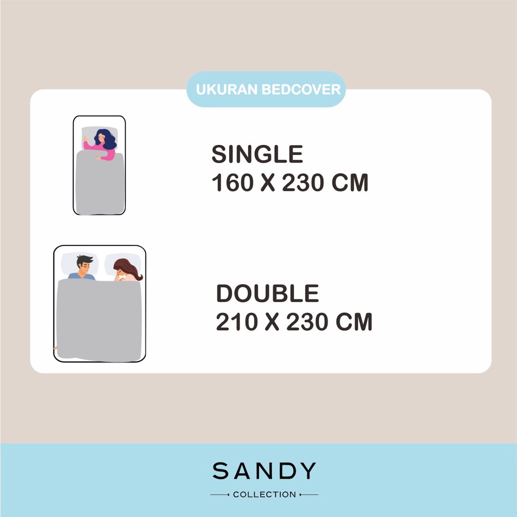 Bedcover Only/ Bedcover Saja Sandy Collection Polos Ukuran Dewasa 210x230cm