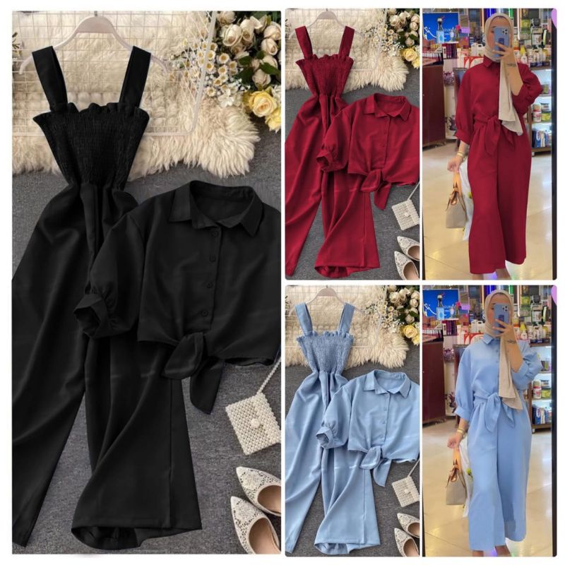 set jumpsuit outer set jumpsuit inner dewasa set Melanie setelan wanita ootd setelan hijab
