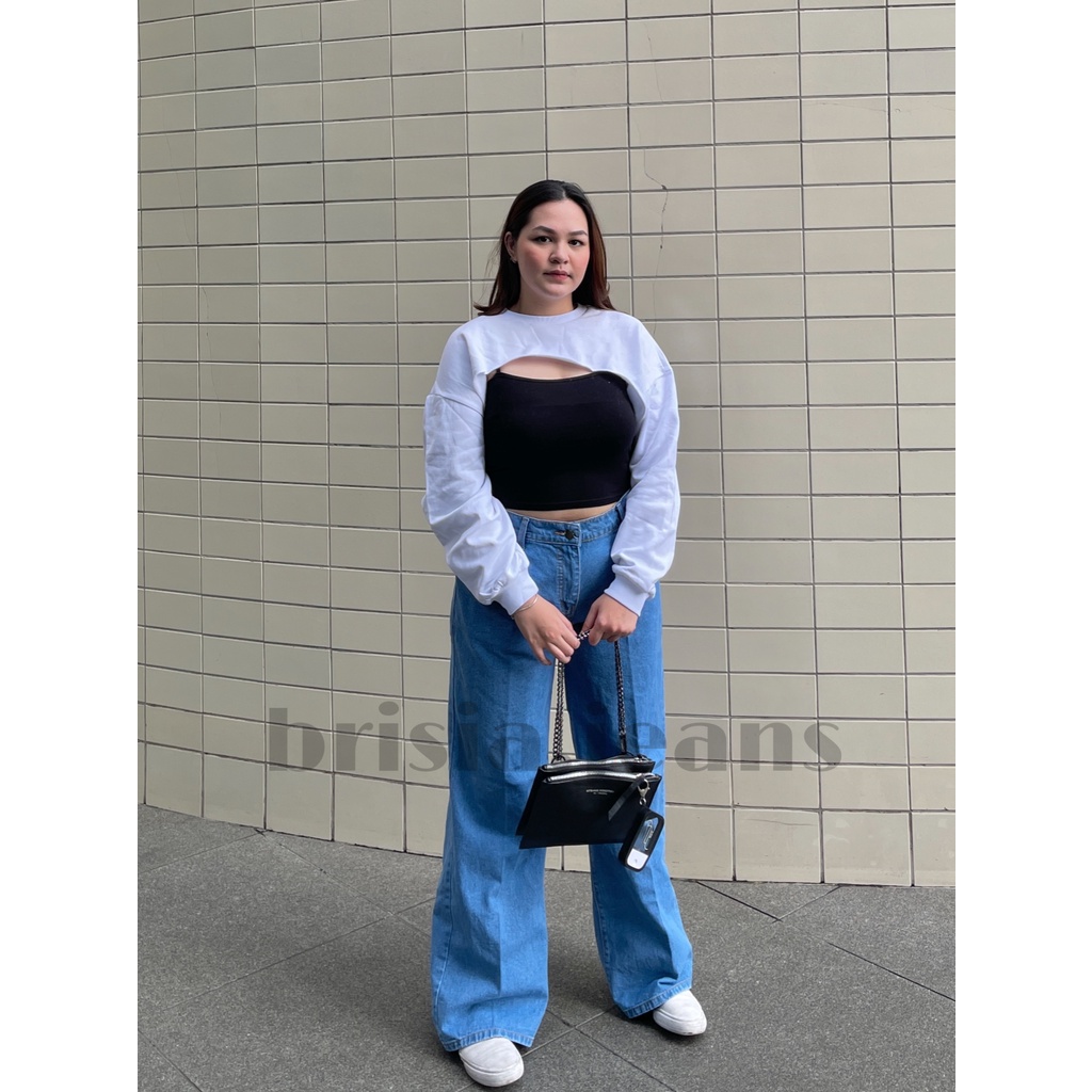 BRISIA JEANS - WENDY Boyfriend Jeans JUMBO - Medium Blue Size 34-38 / Loose Jeans BIGSIZE