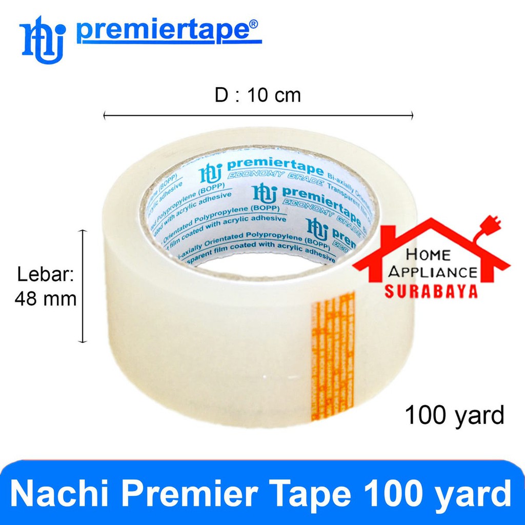 Lakban Isolasi Bening Nachi Premier Tape 48mm x 100 Yard / 48 mm x 100 Yard / NACHI UNGU