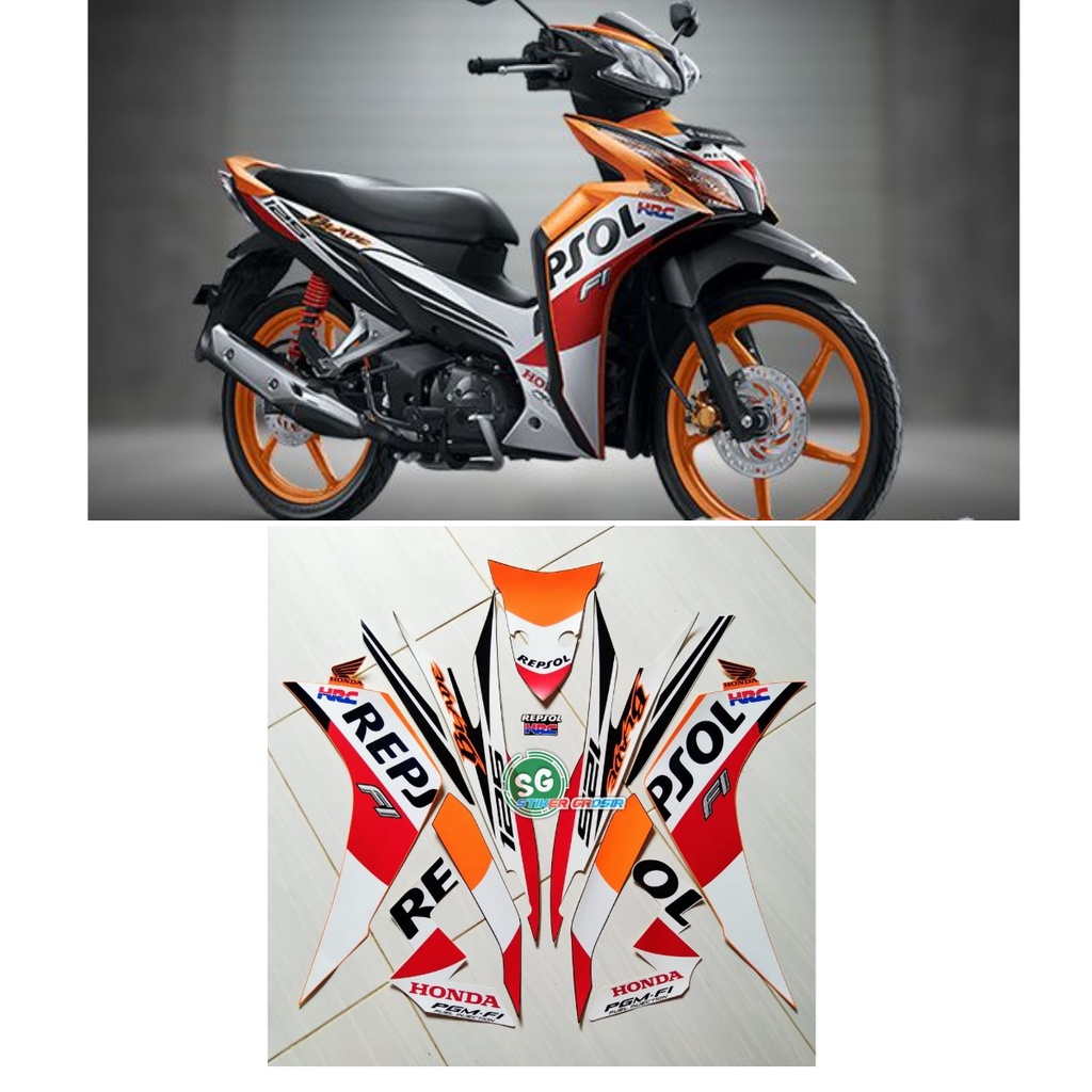 STRIPING STIKER LIS BODY MOTOR HONDA BLADE REPSOL 125 FI 2014 2015 STANDAR