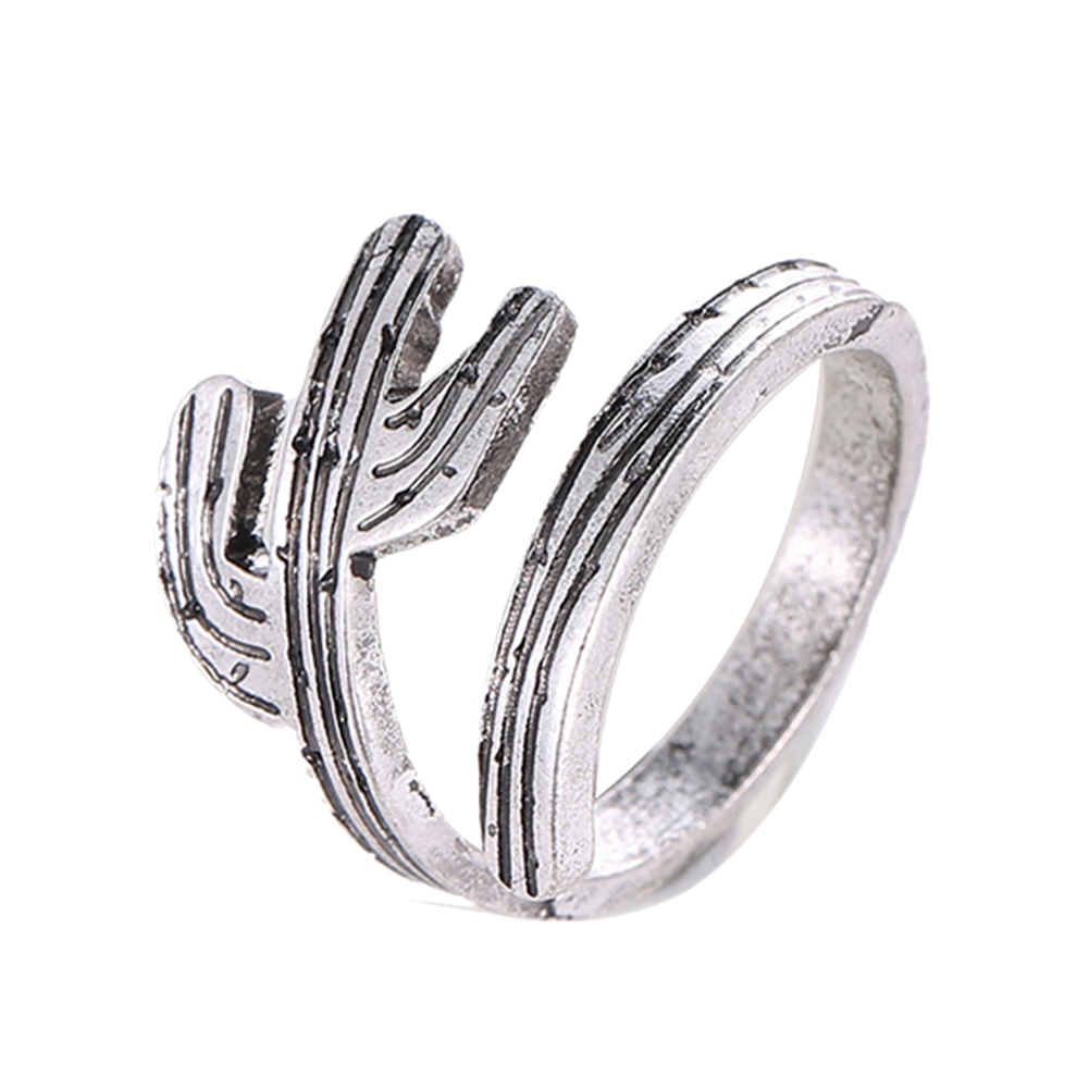 Hu Hu Hu Hu Hu Alat Bantu Pasang Kacamata♡ Cincin Wanita Model Terbuka Desain Kaktus Gaya Vintage Untuk Pesta