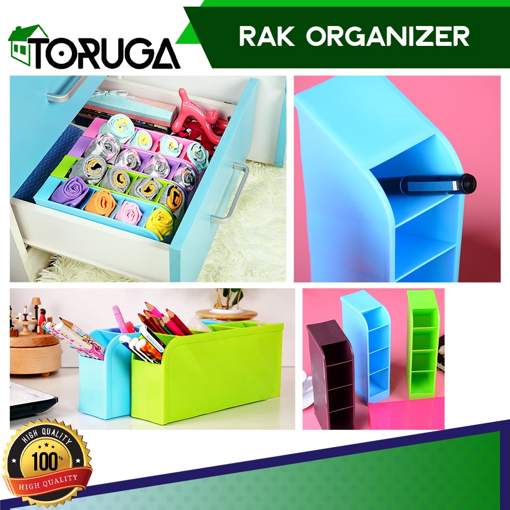 Rak Mini 4 Susun Box Organizer Tempat Penyimpanan Sekat Laci Plastik Storage