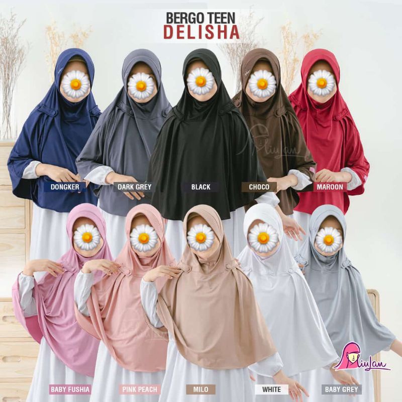 Bergo DELISHA Teen | MiuLan | Jilbab Hijab Bergo Instan Anak Remaja Terbaru Kerudung Fashion Muslim 