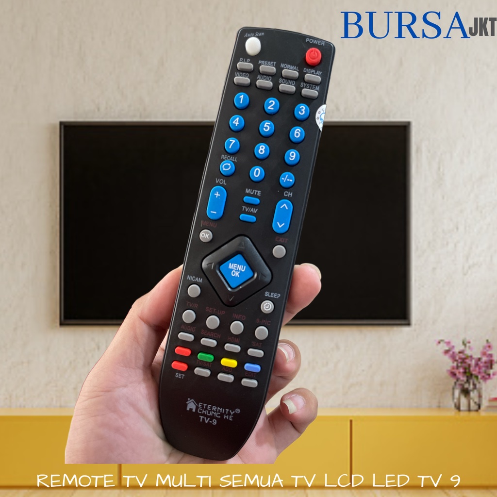 REMOTE TV TABUNG LCD LED SERBAGUNA MULTIFUNGSI TV 9 PENGGANTI REMOT TV YANG RUSAK