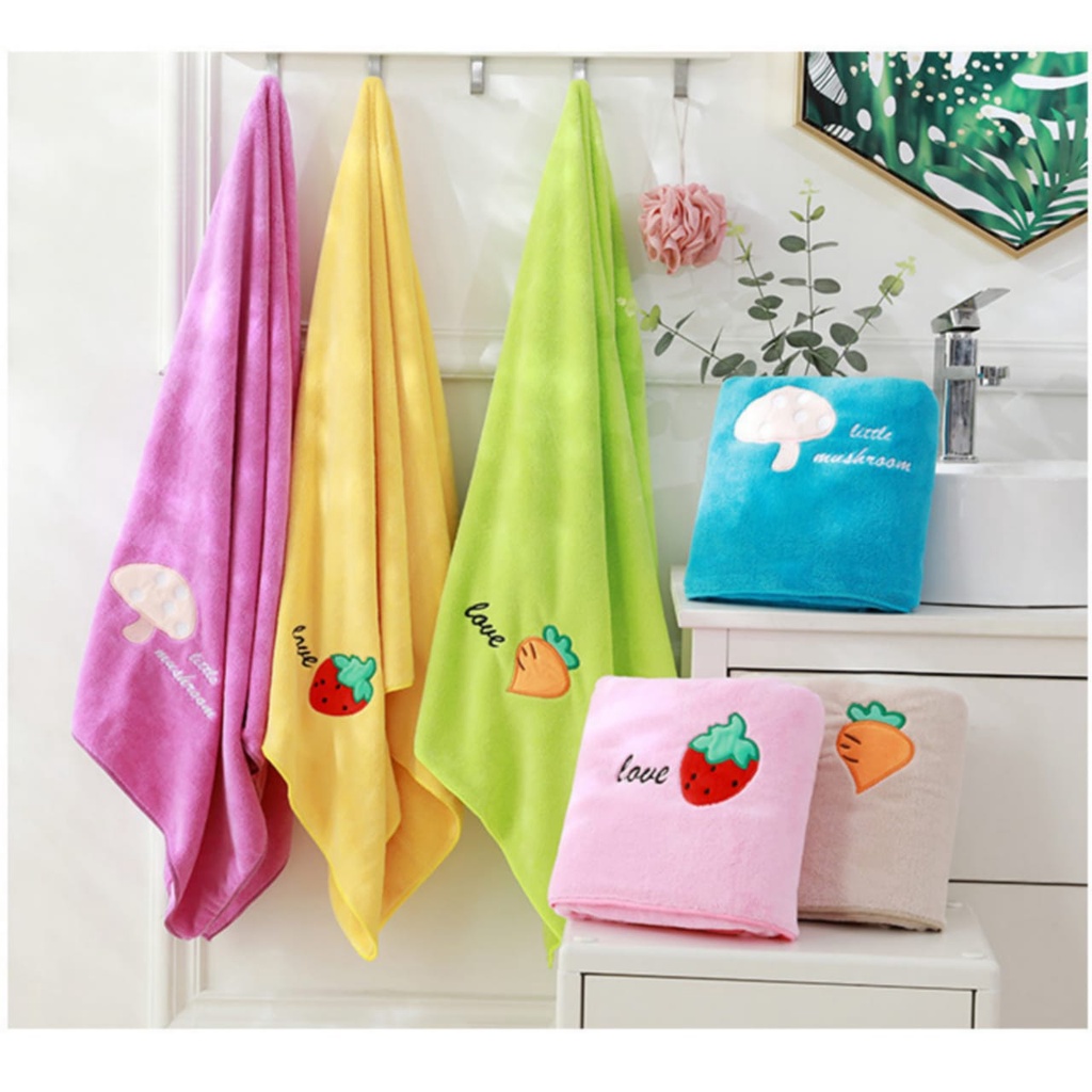 Handuk Mandi Dewasa Microfiber 70x140 cm Motif Buah Handuk Anak Bayi Import