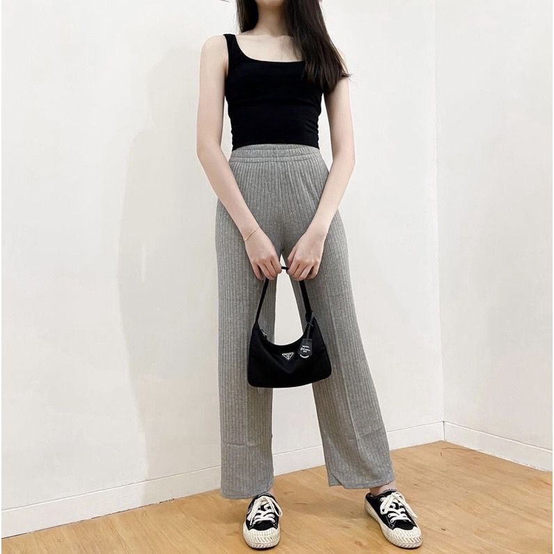 BEFAST - ZFS OOTD Wanita Celana Panjang FREYA / KEY APRIIL KNIT PANTS / Celana Panjang Kulot / Celana Panjang Casual Wanita / Celana Kulot Remaja Kekiniaan / Keluaran Terbaru 2022 / Termurah / Celana Kulot Polos