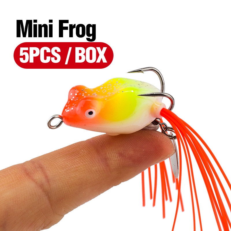 5 Pcs Umpan Pancing Soft Bait Bentuk Katak 3D Bahan Plastik Ukuran 3cm / 4.2g