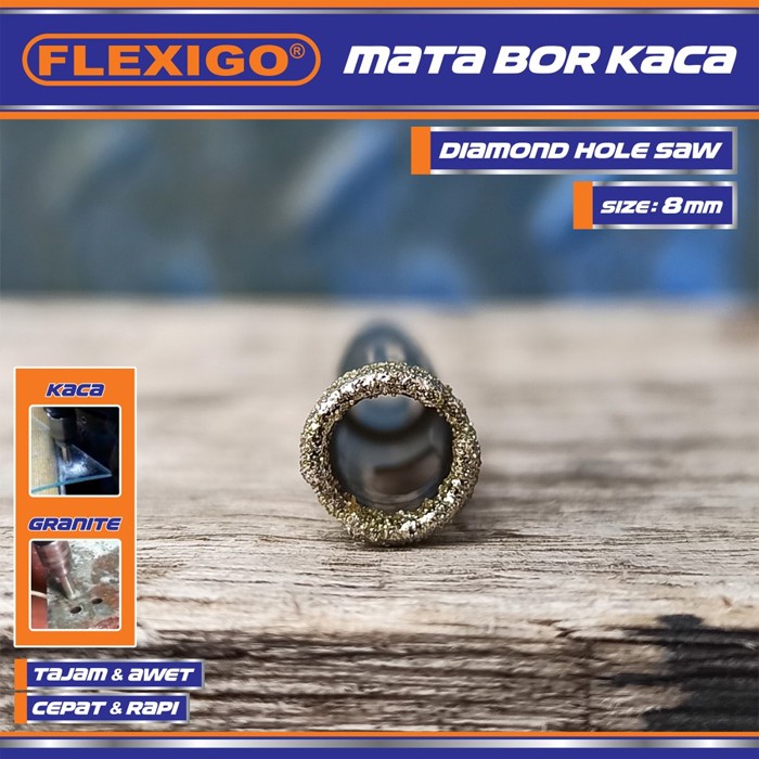 Mata Bor Kaca &amp; Granite uk. 8 mm Original Flexigo Diamond Hole Saw