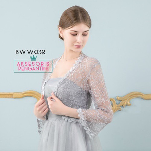 [READY STOCK] BOLERO PENGANTIN LACE CARDIGAN PESTA WANITA SILVER BWW032