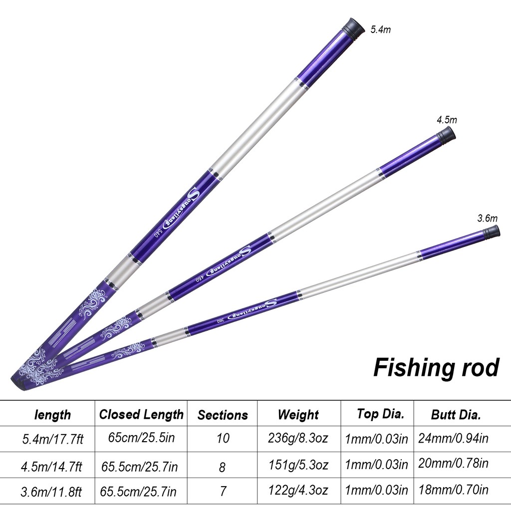 Joran Tegek Fishing Rod Carbon Tegek Panjang 2.7m 3.6m 4.5m 5.4m 6.3m 7.2m Fishing Pole Fishing Float Set
