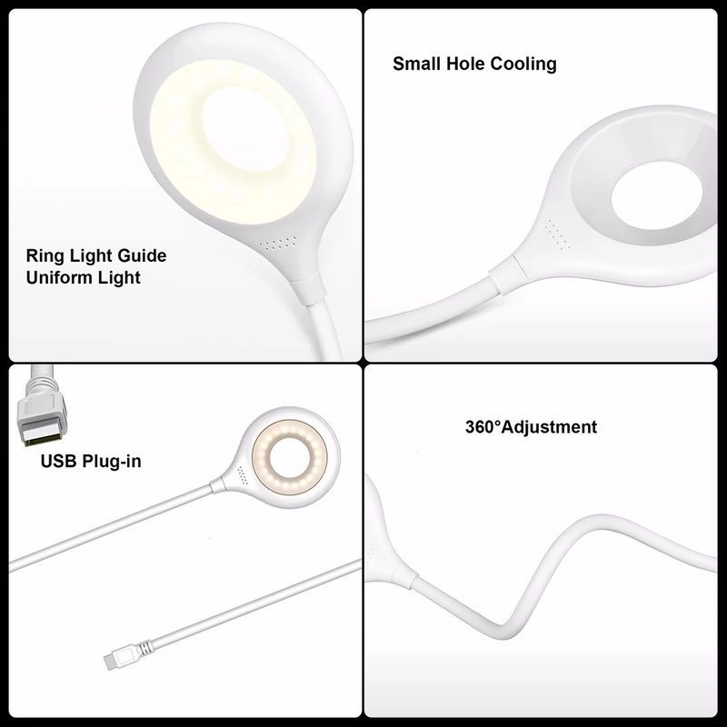 Lampu Ring Led Flexible Adjustable Tenaga Usb Hemat Energi Untuk Membaca