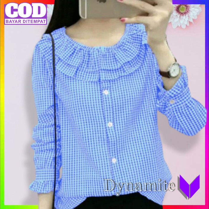 Baju Atasan Blouse Bluse Wanita Cewek Lengan Panjang Kekinian Terbaru 2021 Import Premium Cod MINCE