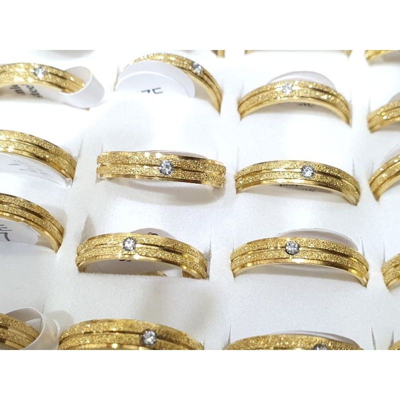 cincin titanium pasir permata gold, cincin couple stainless harga/pcs