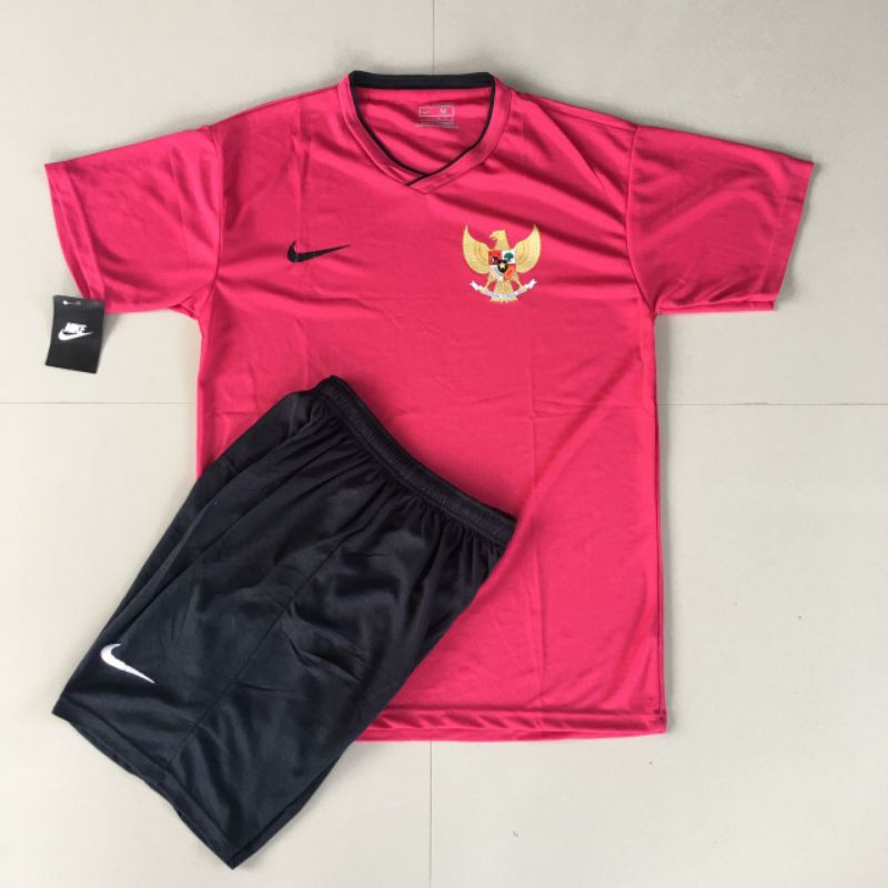 Baju Futsal Jersey Timnas Garuda Indonesia Kaos Setelan Sepak Bola-Timnas Pink