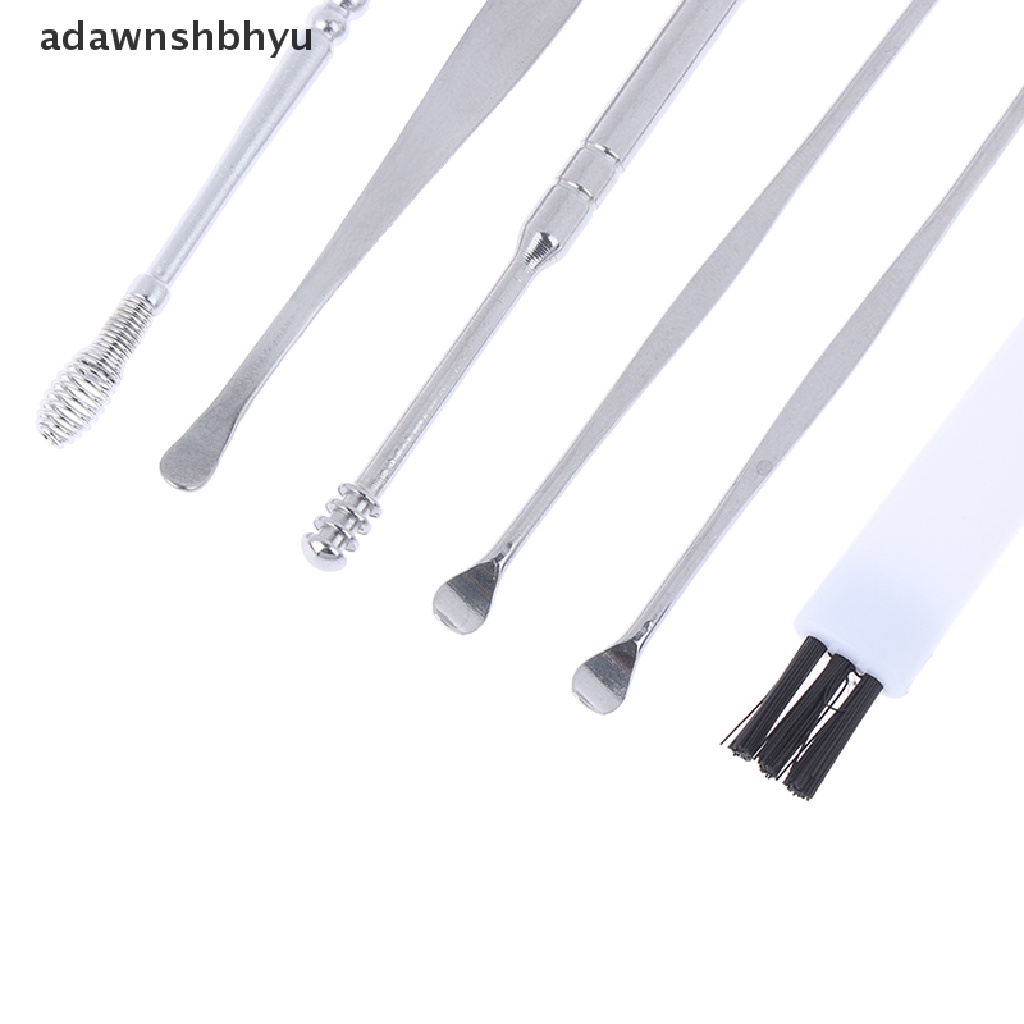 Adawnshbhyu 6Pcs Ear Pick Set Stainless Steel Earpick Ear Wax Kuret Remover Pembersih Telinga