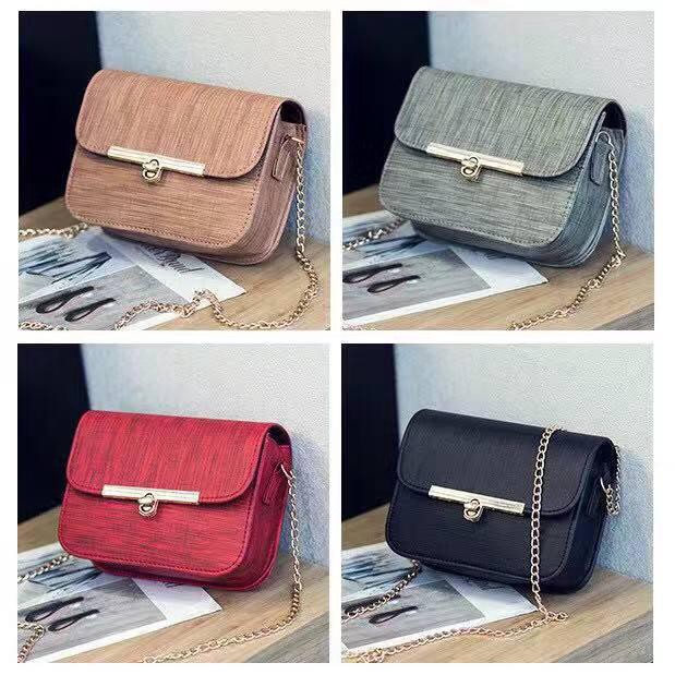 DEJI - Tas Selempang Model Kayu / Tas Wanita / Slingbag / TasSlempang Wanita / Import Batam