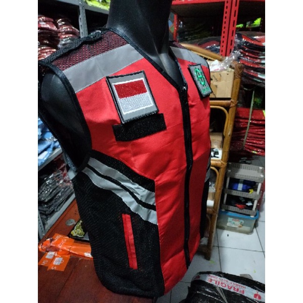 ROMPI HSE MERAH FULL LIGO VELCRO PEREKAT BAHAN TASLAN SAMPING JARING