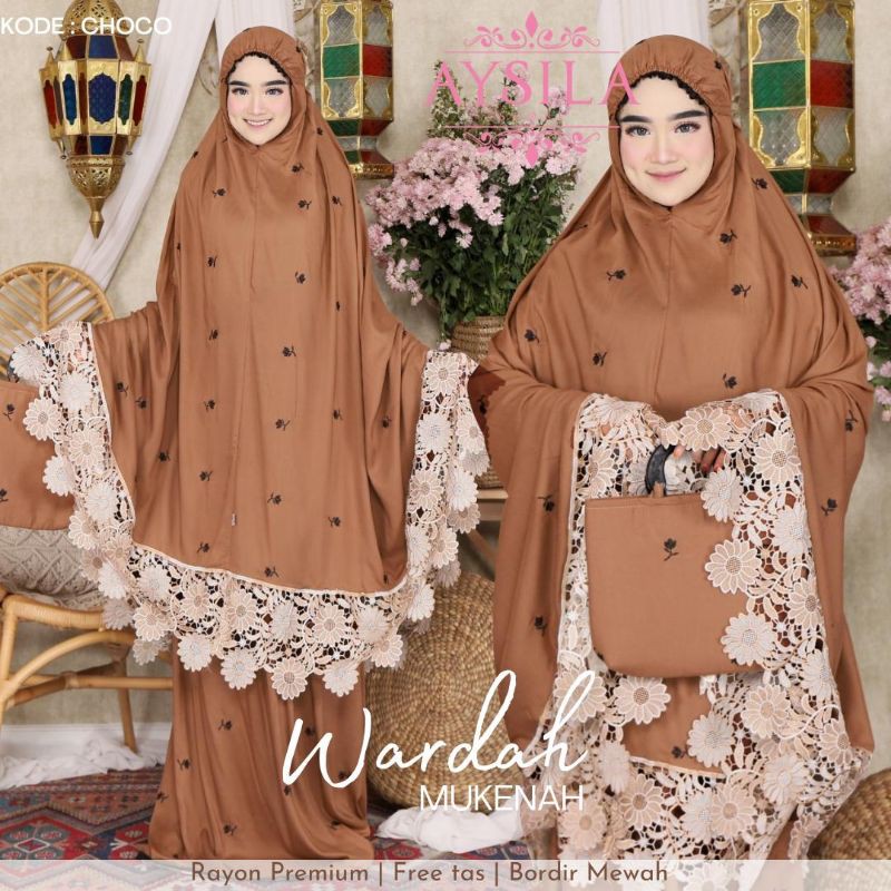 *BARU WARDAH MUKENAH Rayon Premium Bordir Mewah Free tas by aysila