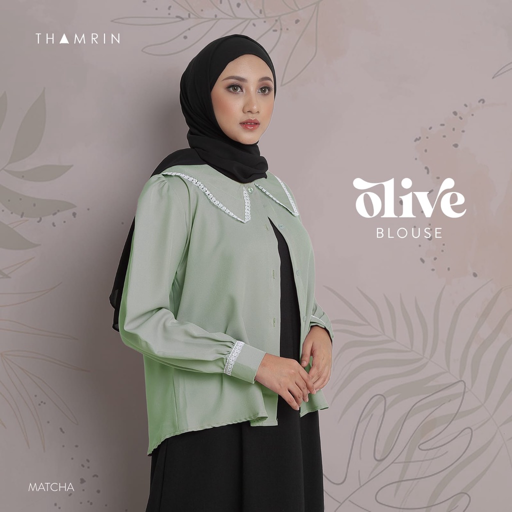 Dress Long Vest Set Kemeja  Blouse Olive Gamis Wanita Ori Thamrin