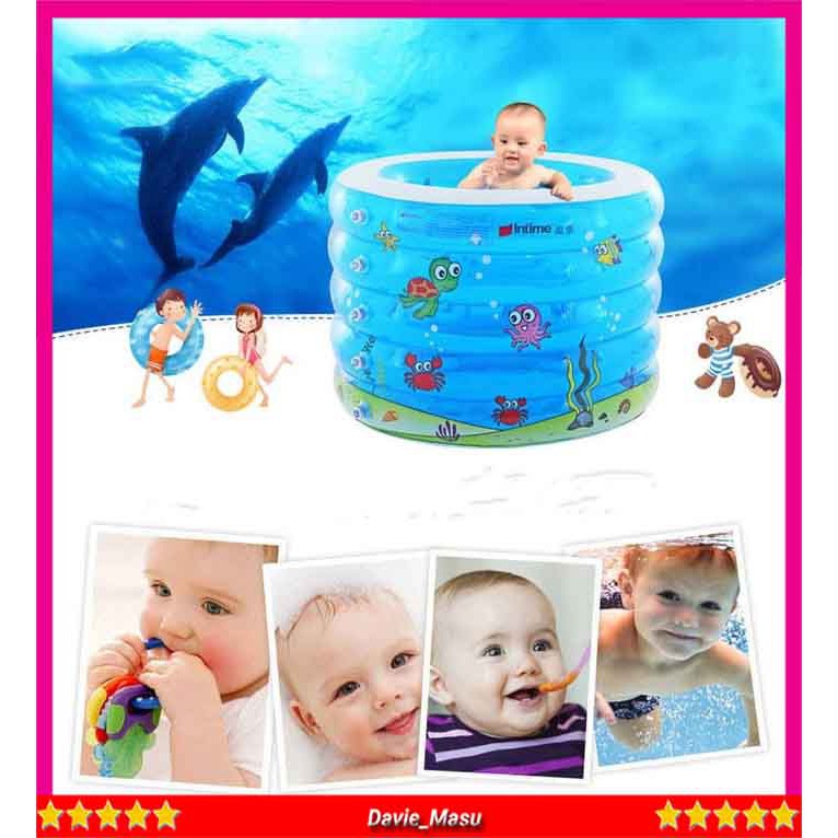 Kolam Renang Anak Jumbo Besar Murah ROUND YT214 PAKET Kolam ROUND INTIME ORIGINAL + POMPA BEST WAY