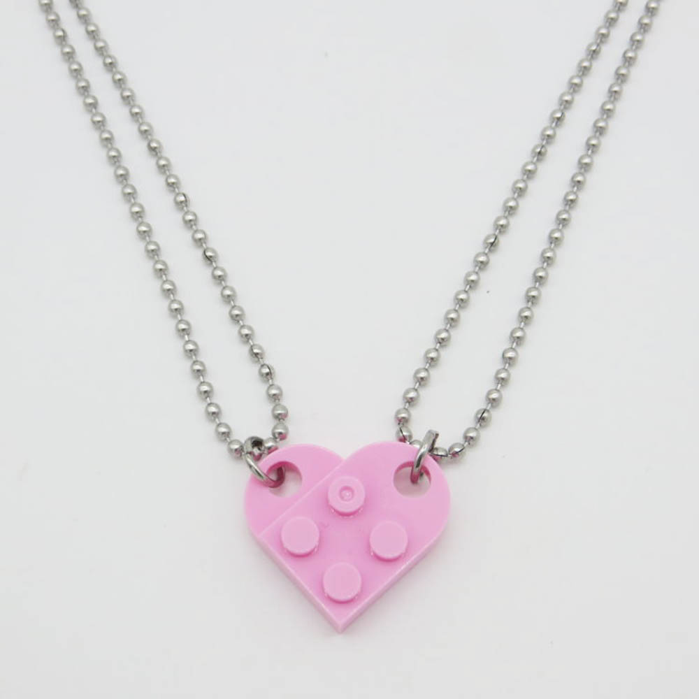 Cod READY STOCK Korean DIY Handmade Lovers Couple Detachable Heart Shaped Building Block Pendants Necklace Gifts