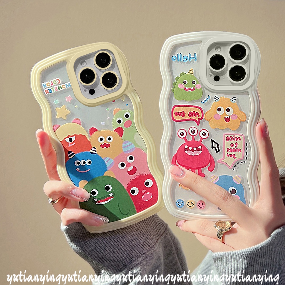 Soft Case Tpu Motif Kartun Monster Kecil Untuk IPhone 7plus 11 14 6 6s 7 8 Plus XR 14 13 12 Pro MAX 14Plus X XS MAX SE 2020