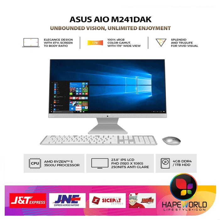 PORTABLE PC - ASUS - AIO ASUS M241DAK WA541T Ryzen 5 3500U 4GB 1TB W10