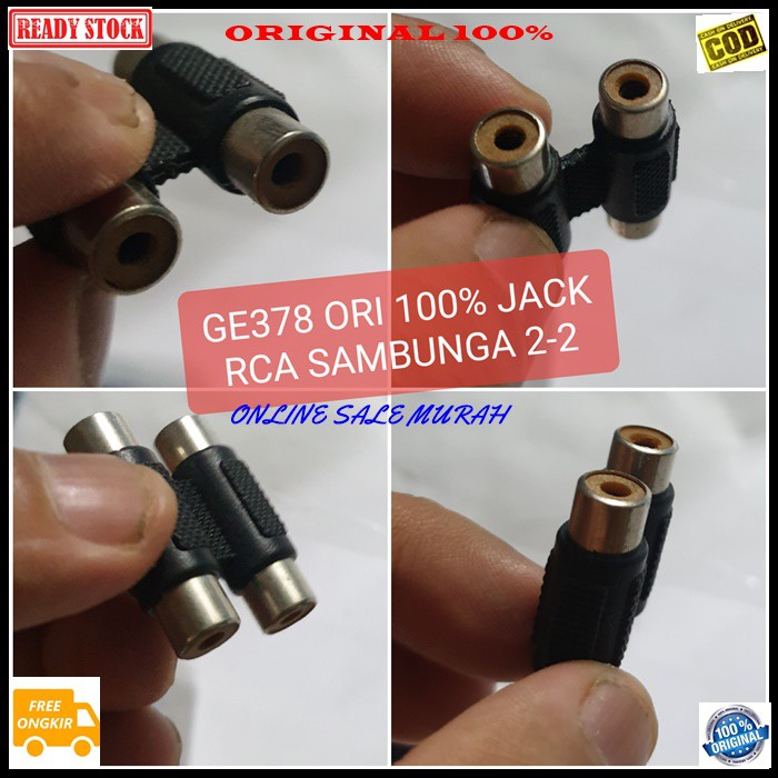 G378 ori 100% jack rca 2in1 audio spliter konektor splitter aux conektor acc handphone hp jek jack laptop komputer smule multi original cewe cowo adapter sambungan sound extension penyambung suara headset headphone converter male canon dvd ampli stereo ma