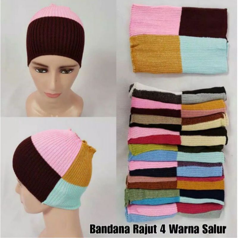 GROSIR MURAH BANDANA POLOS EMPAT WARNA RAJUT CIPUT ANTI PUSING