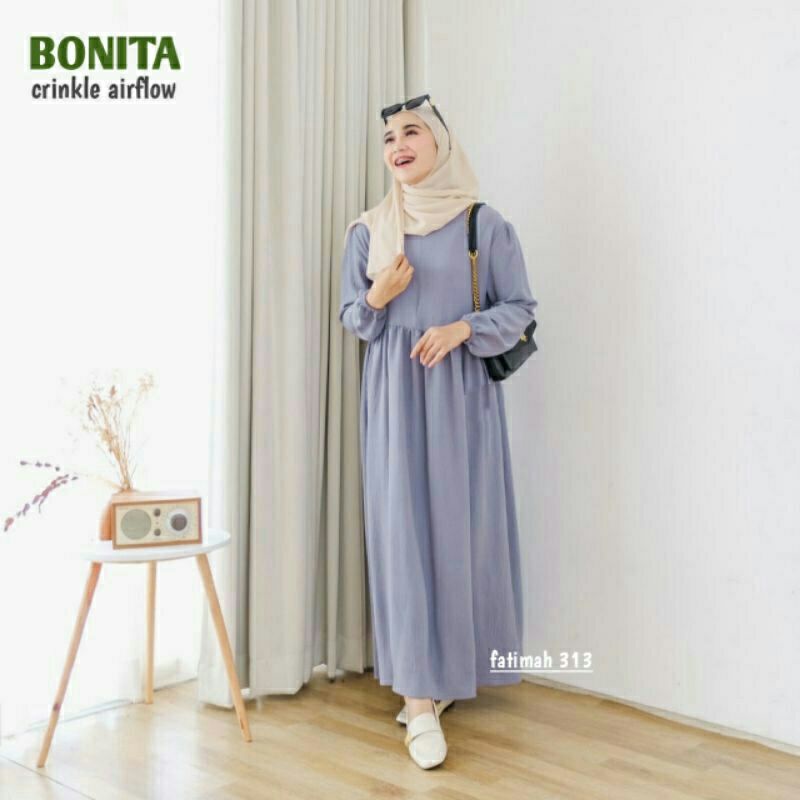 Baju Gamis Midi Rayon Polos Crinkle Terkini Homedress Midi Busui Muslim Jumbo Terbaru Dres Pesta Mur
