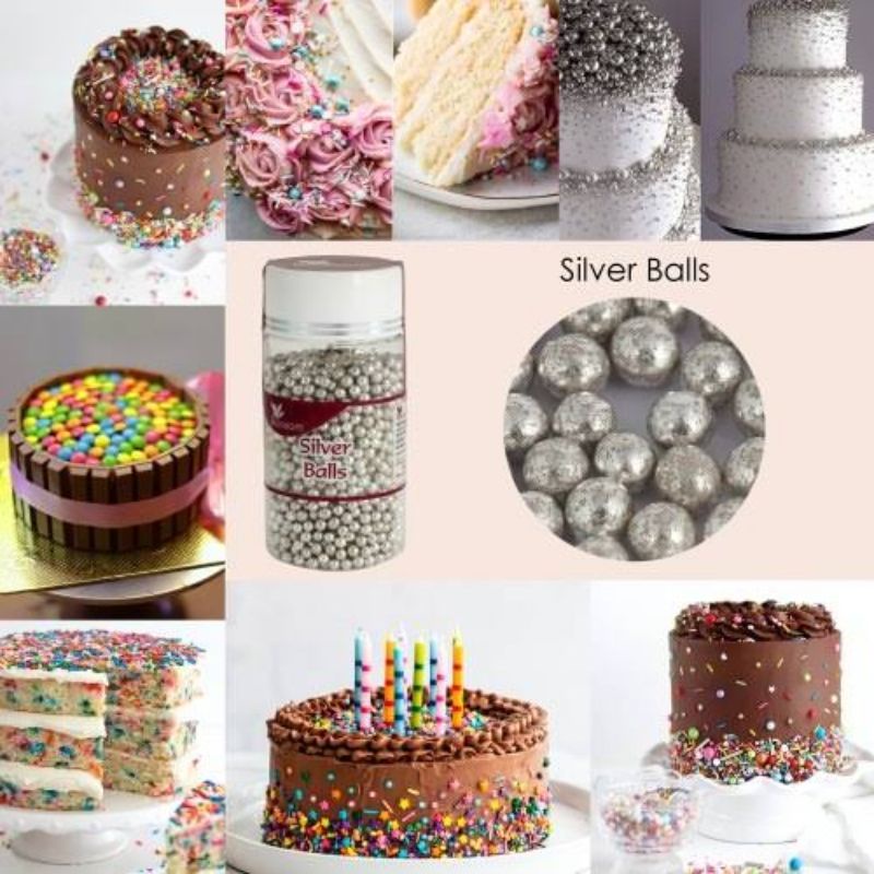 Sprinkle mutiara silver spikel trimit kue 30 gram mutiara mini jumbo bisa dimakan luster cutter fondant spuit alas adonan luster dust edible sprinkel  loyang meja putar cetakan silikon arnessa shop