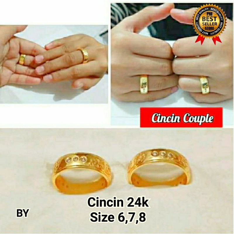 CINCIN COUPLE PRIA WANITA MEWAH BERKUALITAS LAPIS EMAS GOLD RO-27 Terbaru 2pcs